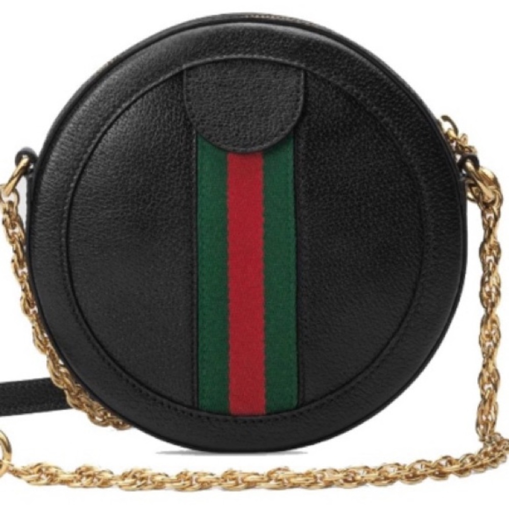 🛑SOLD🛑 authentic black Gucci Mini Leather Ophidia Round Crossbody Shoulder Bag - Picture 2 of 11